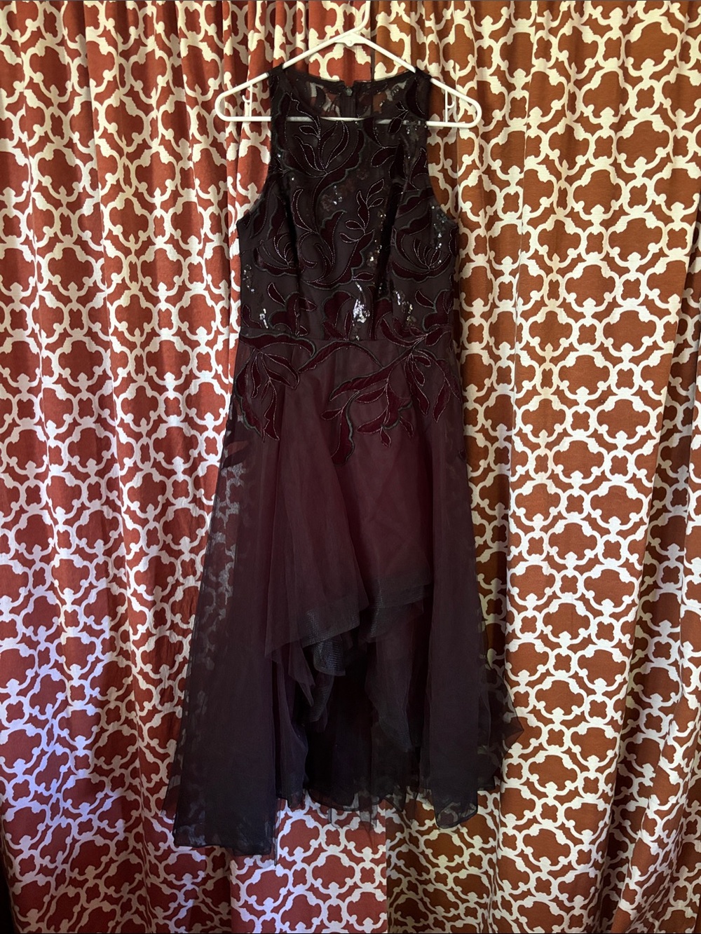 Adrianna Papell Black Sequin High-Low Evening Dress